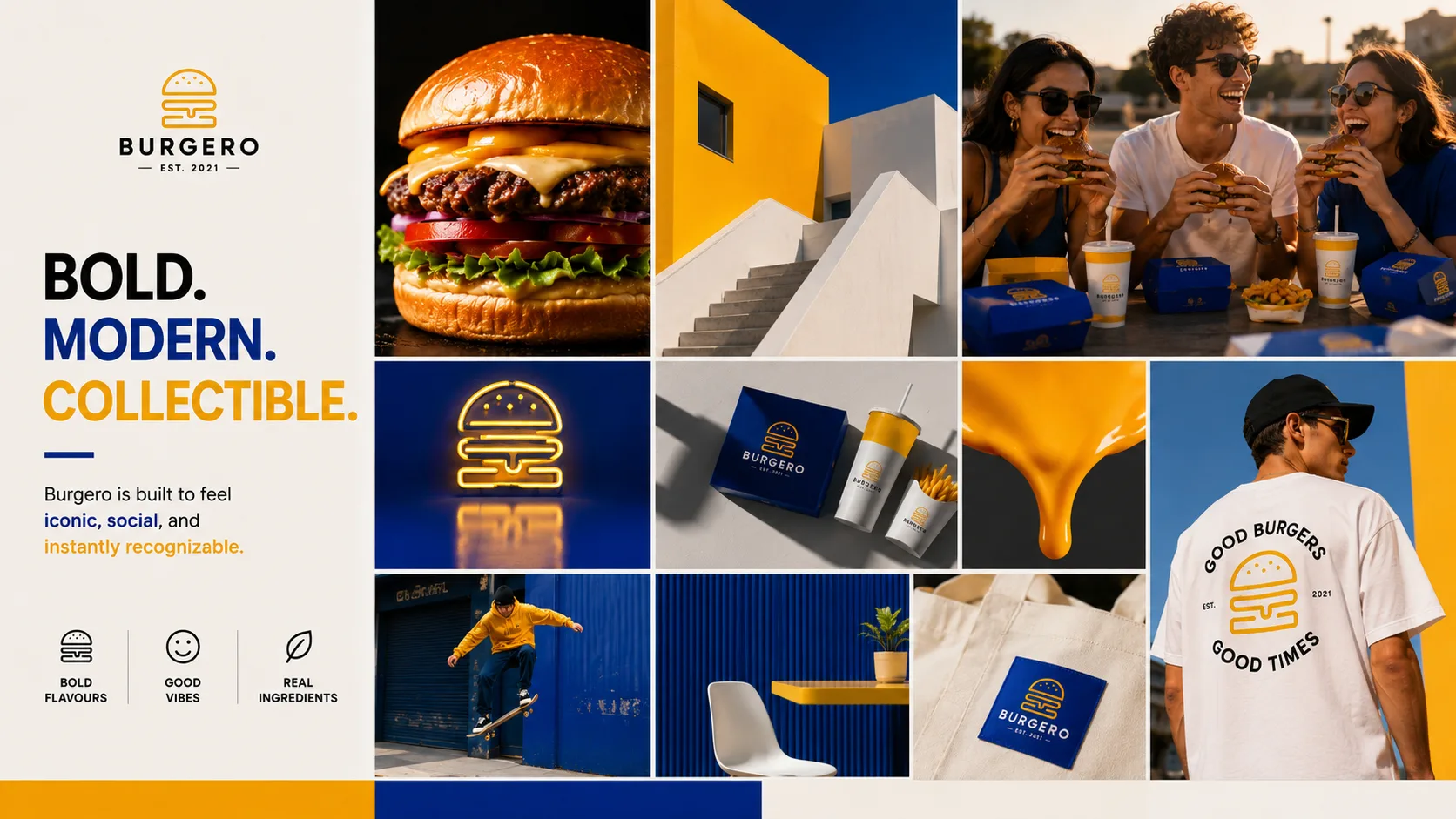 Burgero — Logo and Branding packaging & visual design mockup 4 by Raghav Chopra